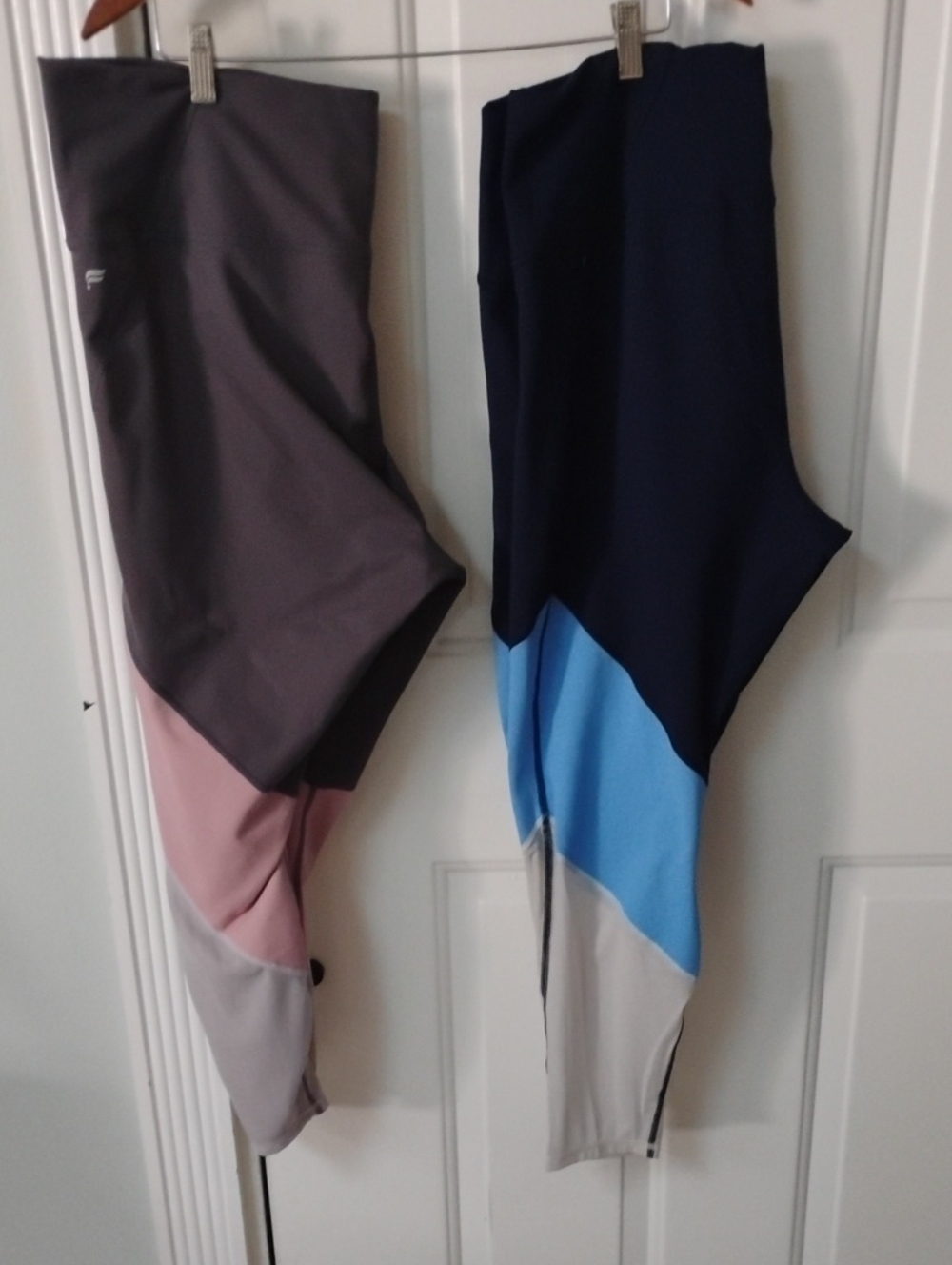 Fabletics Two-Tone Performance Leggings Duo — Navy/Blue & Charcoal/Pink